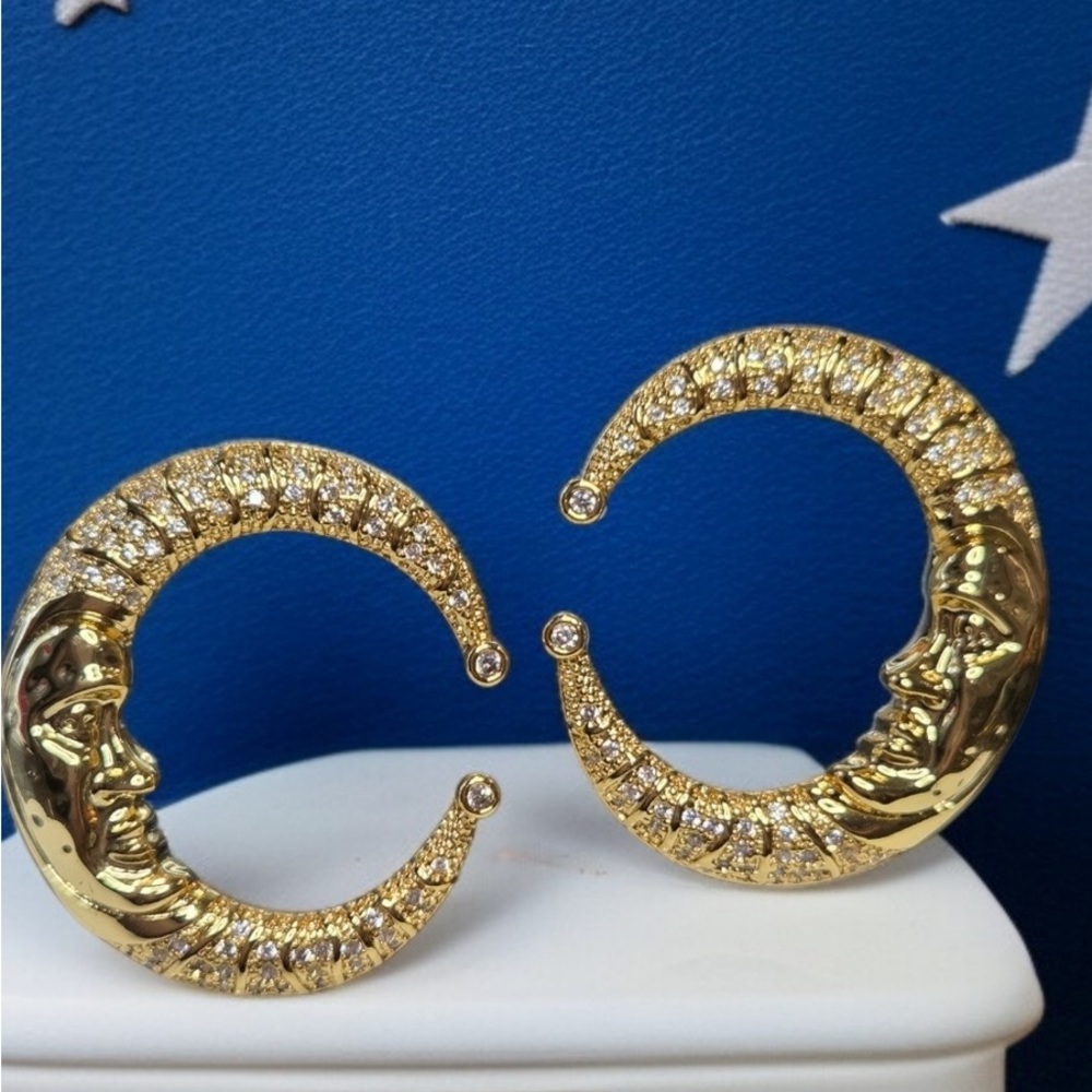 Gold Crescent Moon Earrings
